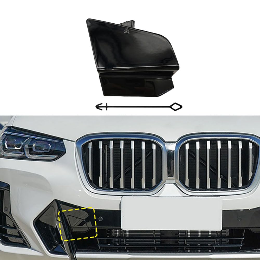 Frontabschlepphaken-Lochabdeckung kompatibel mit BMW X3 X4 iX3 G01 G02 G08 2022-2024 Frontstoßstange Anhängerabdeckung 2010-2012 51115A477A0 (Schwarz) von NCOUUOCN