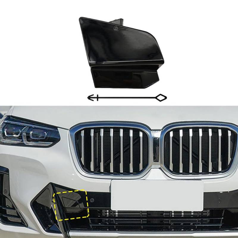 Frontabschlepphaken-Lochabdeckung kompatibel mit BMW X3 X4 iX3 G01 G02 G08 2022-2024 Frontstoßstange Anhängerabdeckung 2010-2012 51115A477A0 (Schwarz) von NCOUUOCN