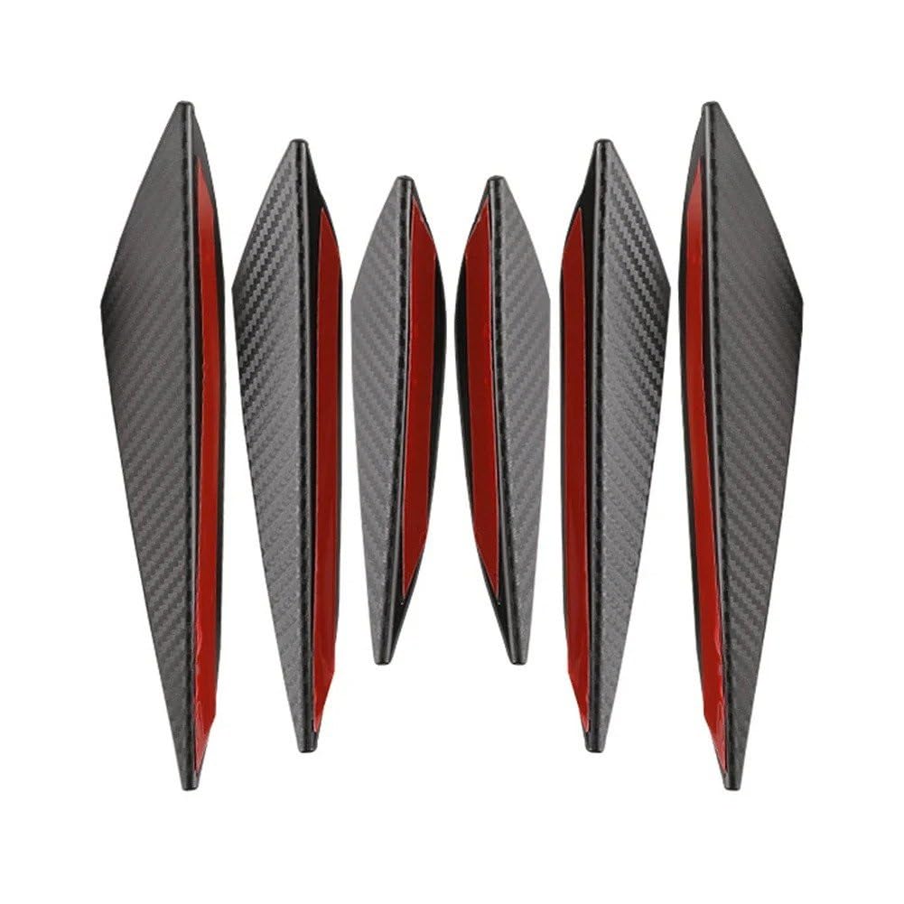 Front Spoiler Lippe 4/6 Stücke Universal Auto Tuning Canard Dekor Frontschürze Lip Dekoration Diffusor Splitter Flossen Körper Spoiler Canards Wertigkeit Kinn Auto Spoilerlippe(6PCS Carbon Fiber) von NCTPICLC