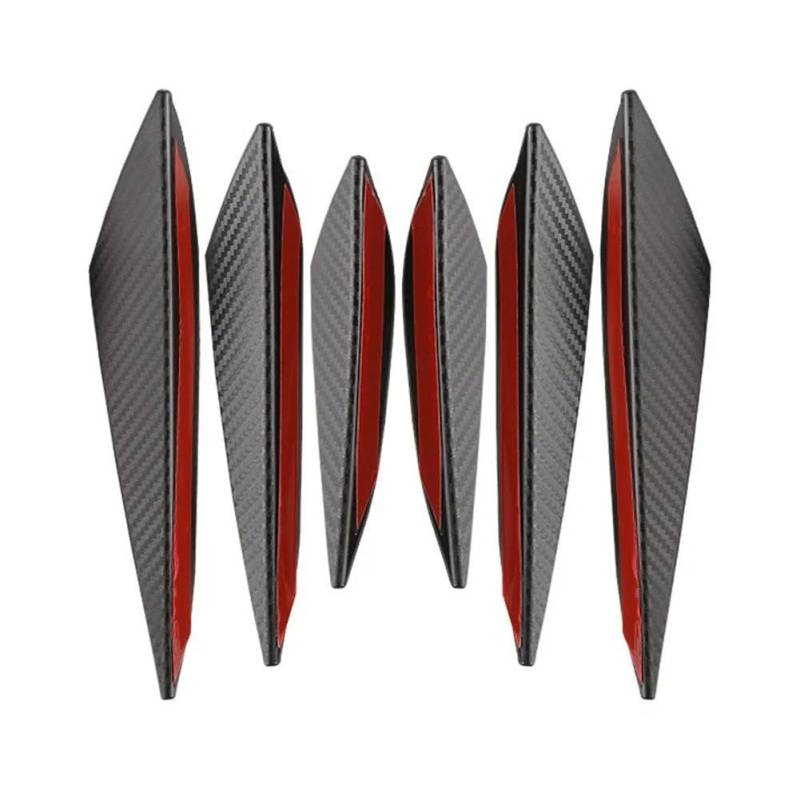 Front Spoiler Lippe 4/6 Stücke Universal Auto Tuning Canard Dekor Frontschürze Lip Dekoration Diffusor Splitter Flossen Körper Spoiler Canards Wertigkeit Kinn Auto Spoilerlippe(6PCS Carbon Fiber) von NCTPICLC