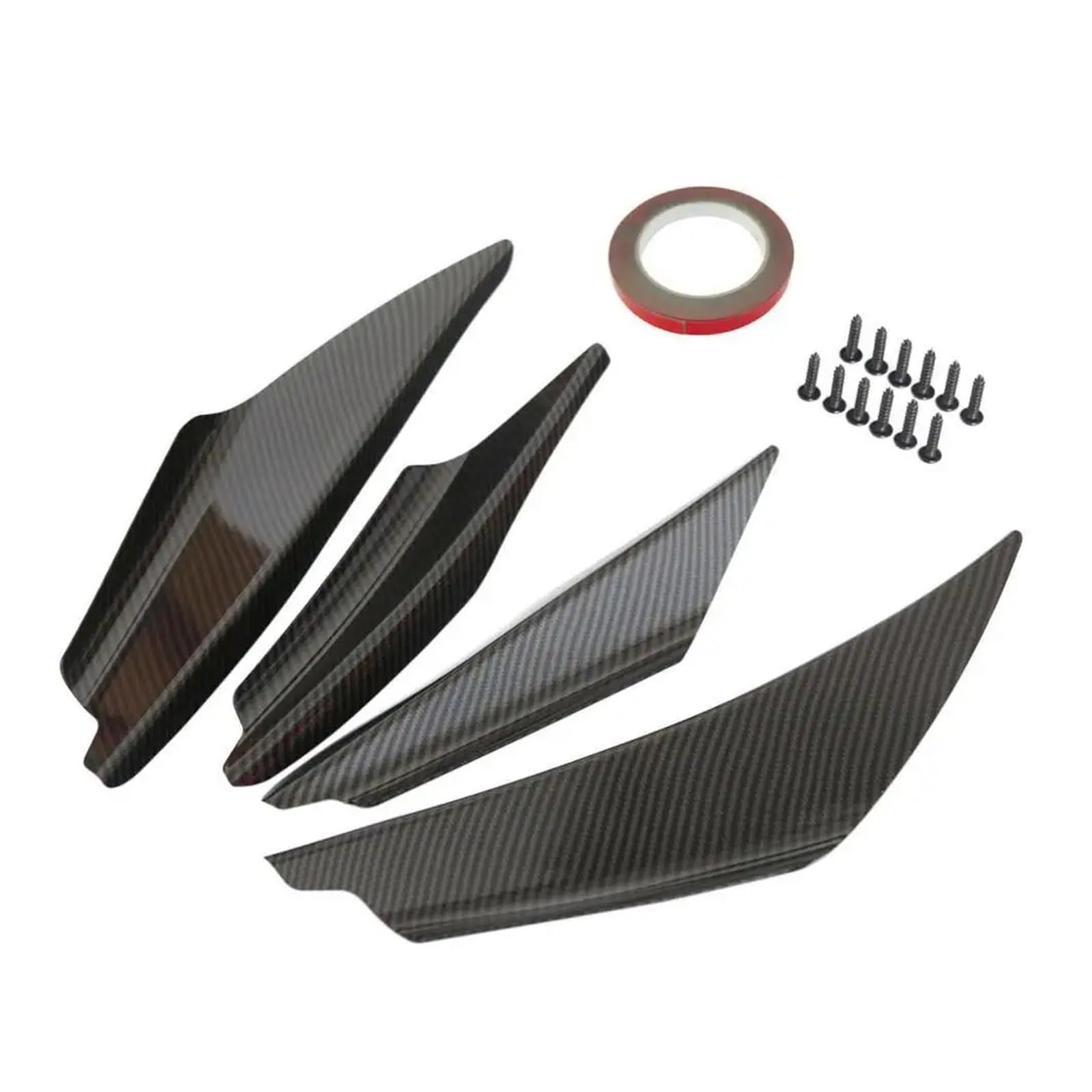 Front Spoiler Lippe 4-teiliges Universal-Auto-Frontstoßstangen-Spoiler-Set Kratzstreifen Kohlefaser Auto-Frontstoßstange Körperlippe Canards Splitter-Trim-Kits Auto Spoilerlippe(Kohlefaser) von NCTPICLC