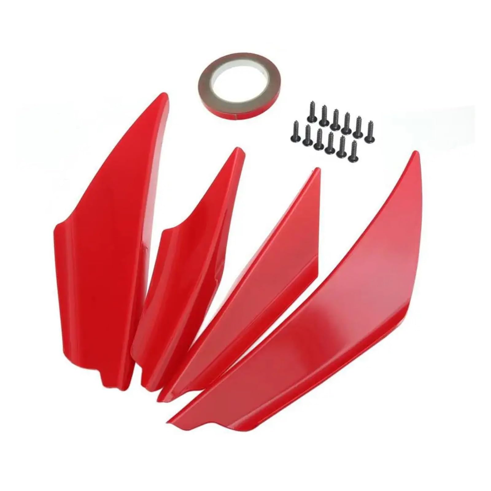 Front Spoiler Lippe 4-teiliges Universal-Auto-Frontstoßstangen-Spoiler-Set Kratzstreifen Kohlefaser Auto-Frontstoßstange Körperlippe Canards Splitter-Trim-Kits Auto Spoilerlippe(Rot) von NCTPICLC