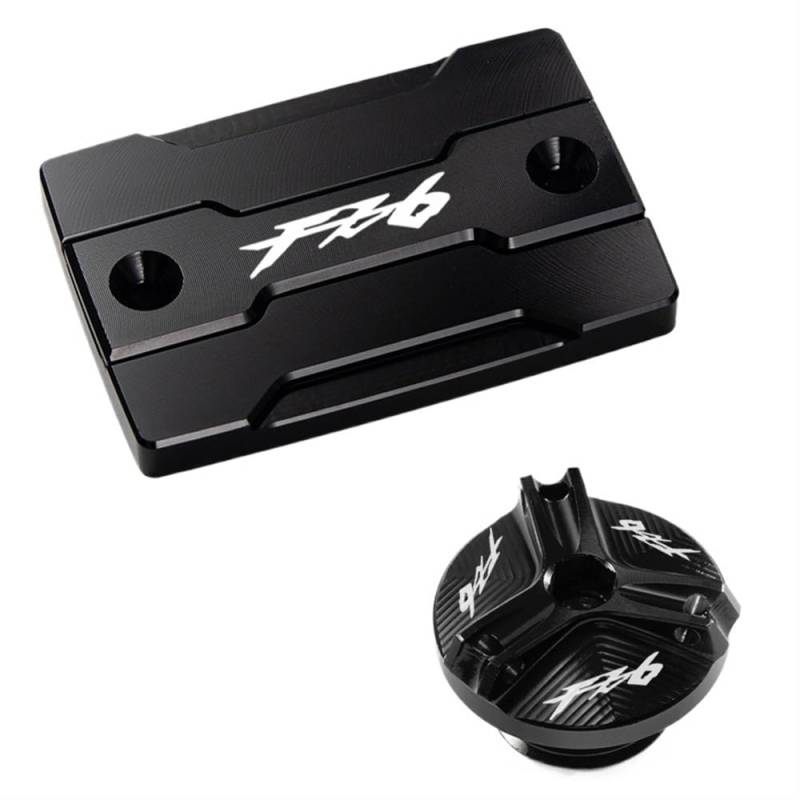 Bremsflüssigkeitsbehälter Schutz Für FZ6 FZ-6 ZF6N FZ6R FZ6S Für Fazer Motorrad Vorderradbremsflüssigkeitstankdeckel Und Motoreinfülldeckel Schutzzubehör(A Set Black) von NCVCB