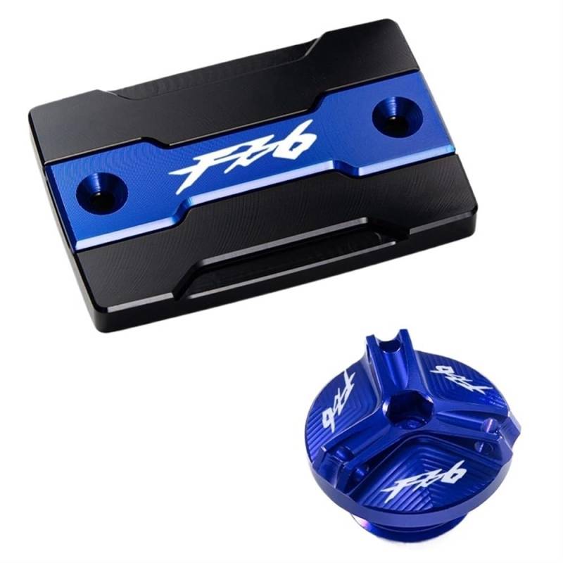 Bremsflüssigkeitsbehälter Schutz Für FZ6 FZ-6 ZF6N FZ6R FZ6S Für Fazer Motorrad Vorderradbremsflüssigkeitstankdeckel Und Motoreinfülldeckel Schutzzubehör(A Set Blue) von NCVCB