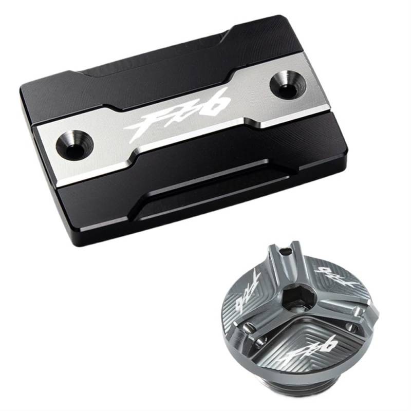 Bremsflüssigkeitsbehälter Schutz Für FZ6 FZ-6 ZF6N FZ6R FZ6S Für Fazer Motorrad Vorderradbremsflüssigkeitstankdeckel Und Motoreinfülldeckel Schutzzubehör(A Set Grey) von NCVCB