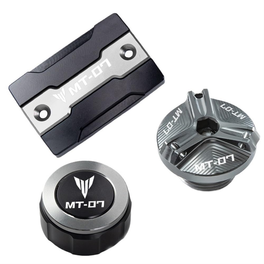 Bremsflüssigkeitsbehälter Schutz Für MT07 2021 2022 MT 07 FZ07 2014-2020 Motorrad Vorder- Und Hinterradbremstankdeckel Und Motoröl-Einfülldeckel-Zubehör(A Set-Titanium) von NCVCB