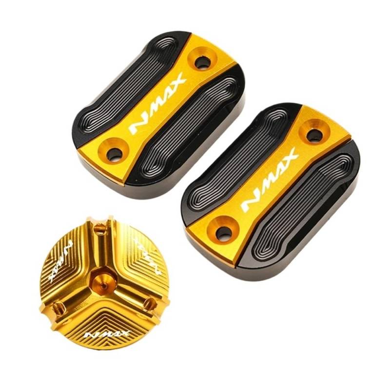 Bremsflüssigkeitsbehälter Schutz Motorrad Aluminium Vorderradbremsflüssigkeitsbehälter Öleinfülldeckel Für NMAX 155 125 N-MAX 2015-2021 2022 2023(3pcs Set-G) von NCVCB