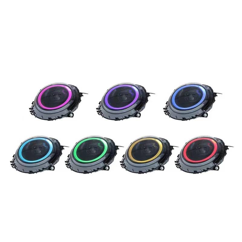 Auto-Frontlicht, kompatibel mit Cooper R56 R57 R58 R59, Scheinwerferbaugruppe 2007–2013, Blinkerlicht, DRL, Hi/Low-Scheinwerfer(2pcs RGB Headlights) von NDCIMBPF