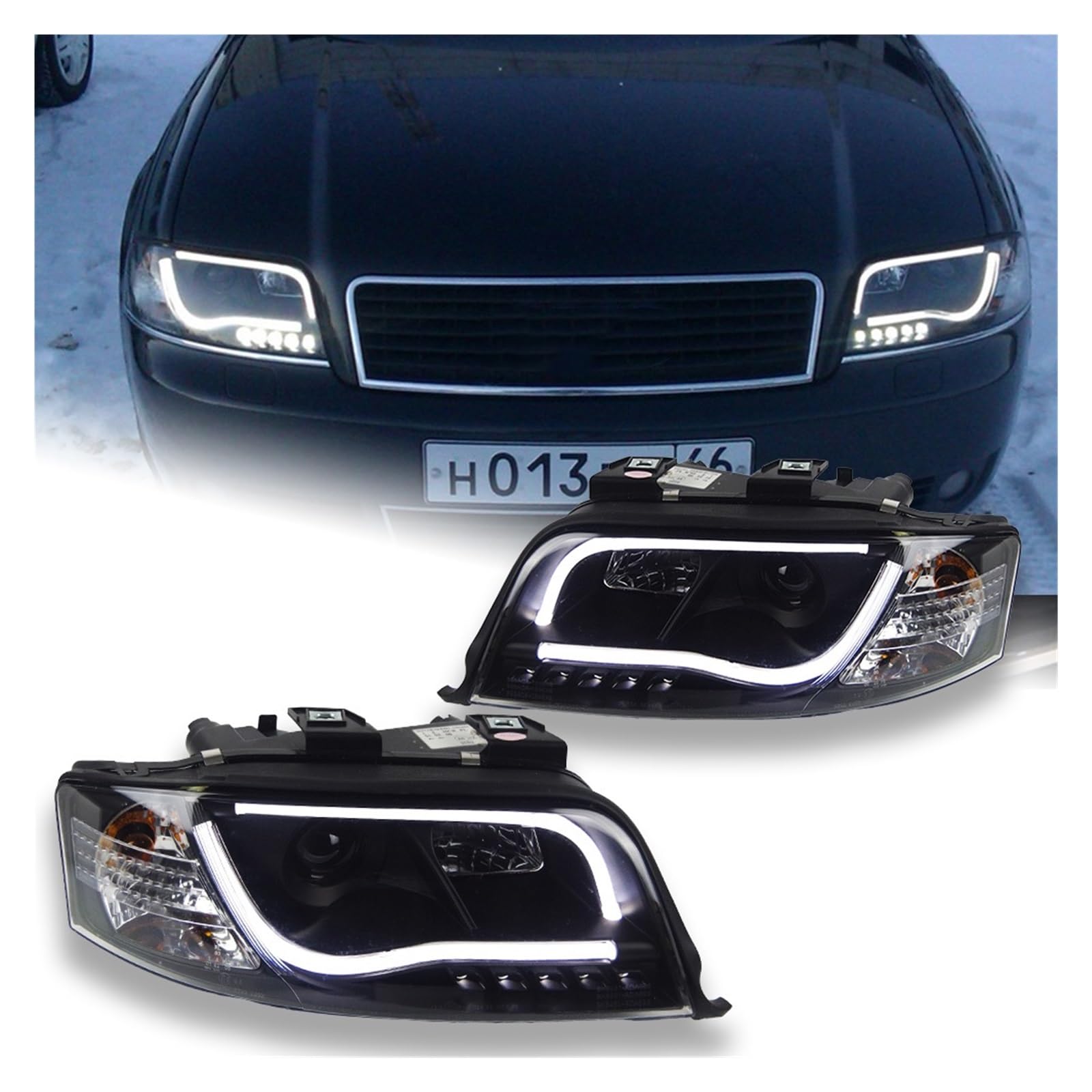 Auto-Styling-Scheinwerfer, kompatibel mit A6-Scheinwerfern 1999–2004, A6 C4-Scheinwerfer, DRL, Bi-Xenon-Scheinwerfer, Autozubehör(Headlight) von NDCIMBPF