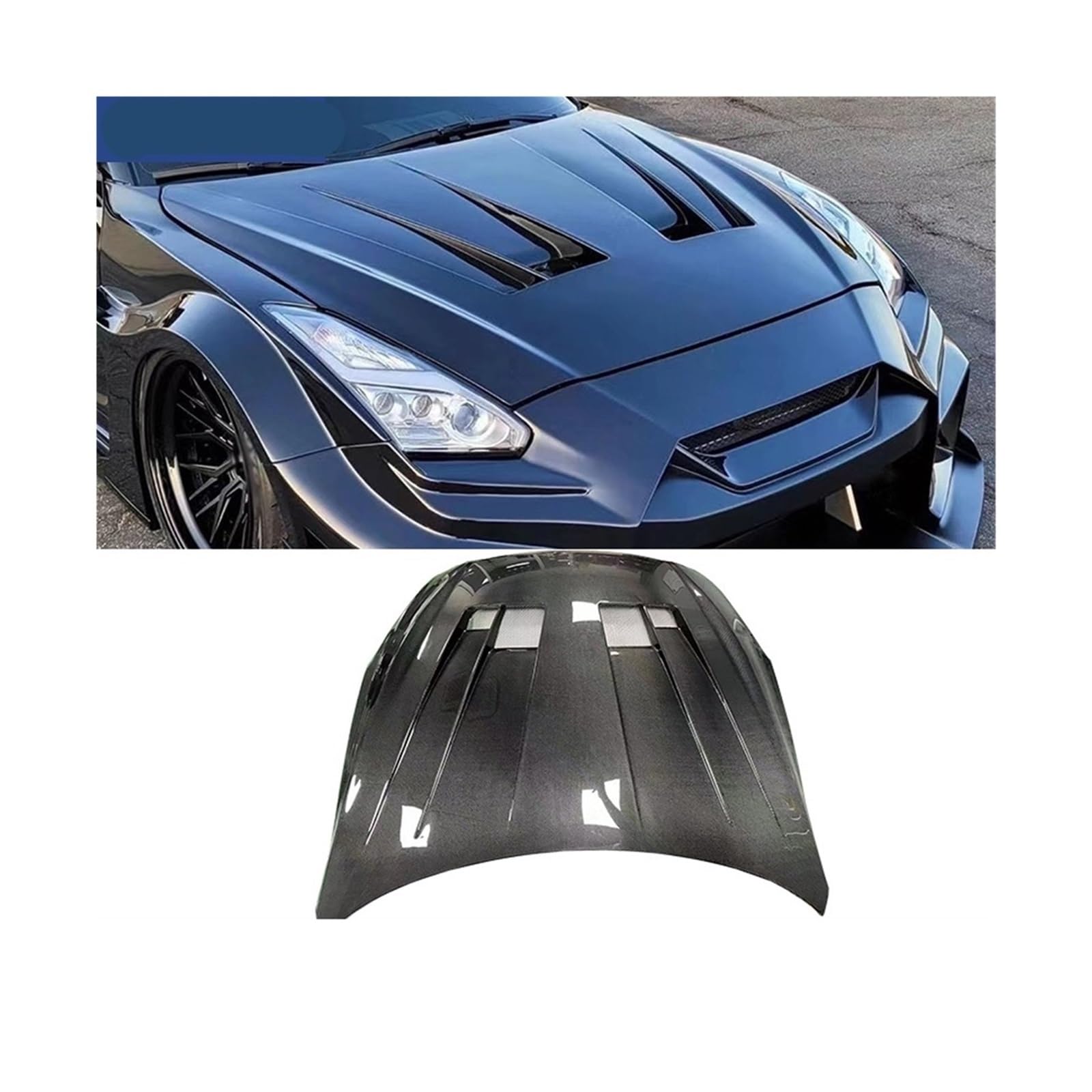 Carbon Fiber FRP Front Motor Abdeckung Motorhaube Haube Kompatibel Für Nissan R35 Kompatibel für GT-R Kompatibel für GTR 2009-15 Body Kit(Forged carbon) von NDCIMBPF