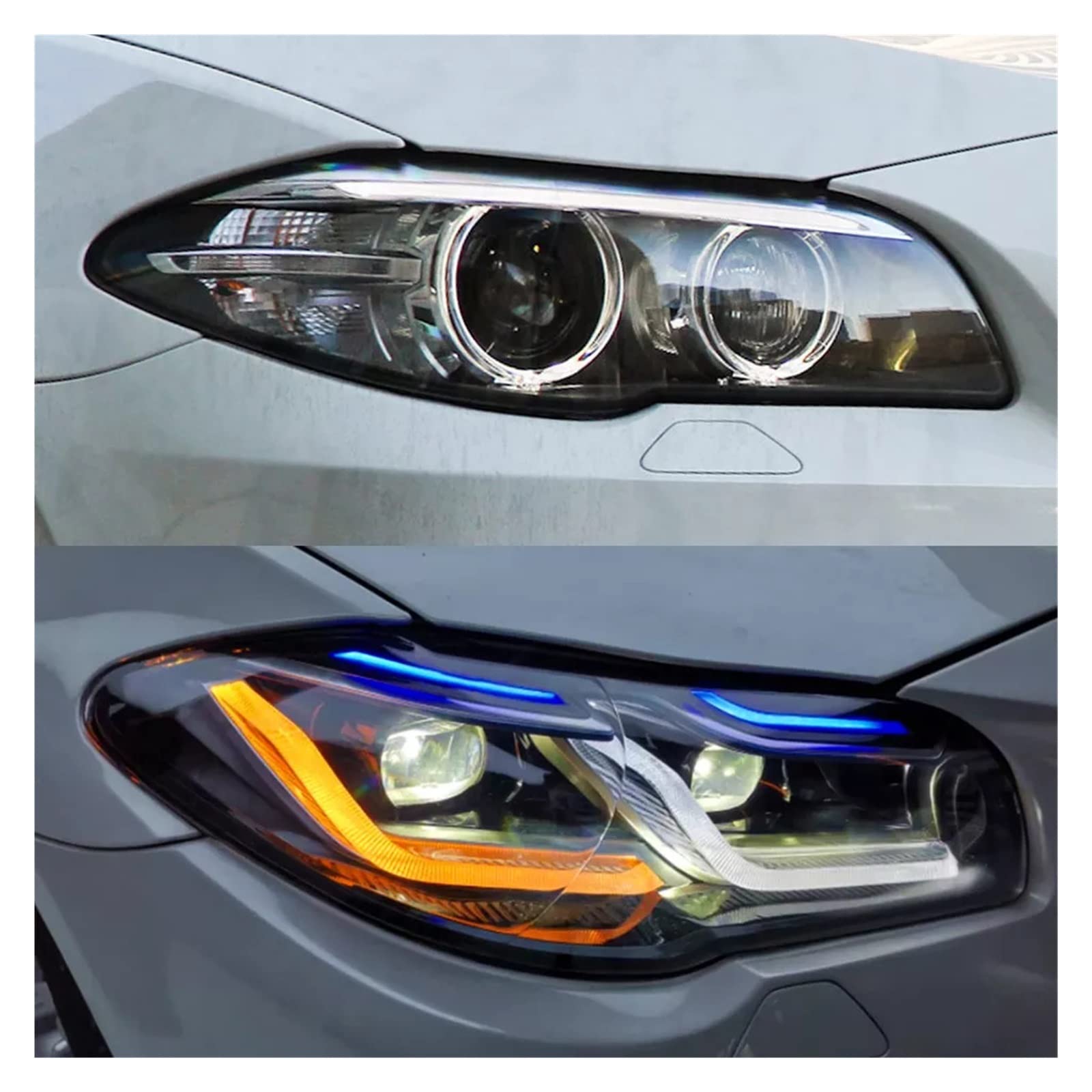 Modifizierter Scheinwerfer, kompatibel für BMW 5' 2010–2016 F10 F18 bis G30 G38 Version 520 523 528 530 535Li Scheinwerfer Facelift Auto Frontlicht(2014 F10) von NDCIMBPF