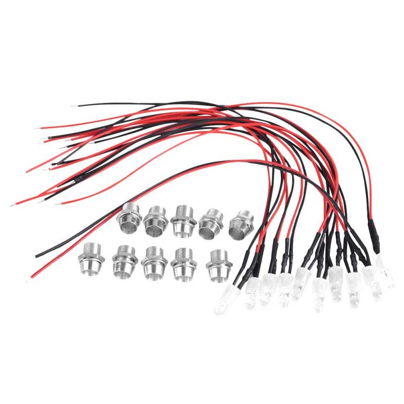 NDNCZDHC Leuchtdiode, 10 Stück, 12 V, 8 Mm, Vorverdrahtet, Konstante LED-Leuchtdiode, Ultrahelle, Wasserklare Glühbirnen(Weißes, hellweißes Haar) von NDNCZDHC
