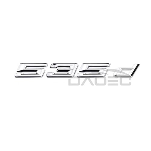 1pcs Auto 3D ABS Kofferraum Buchstaben Logo Emblem Aufkleber Aufkleber passend für BMW 5er 520d 525d 528d 530d 535d 540d E39 E60 E61 F10 F11 G30 (Silver 535d) von NEBONS