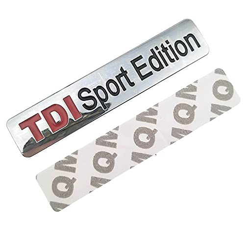 1pcs Metall Rot TDI Sport Edition Logo Turbo Auto Buchstabe Aufkleber Emblem Chrom Abzeichen Aufkleber für VW POLO GOLF CC TT JETTA GTI (Silver-Shiny) von NEBONS