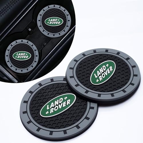 2 Stück Auto-Untersetzer für Land Rover Discovery Range Rover Sport Defender Land Cruiser LR2 3 4, Silikon, rutschfeste Auto-Getränkehalter-Untersetzer, Auto-Untersetzer, Innenzubehör, schwarz, 7,9 cm von NEEBAO