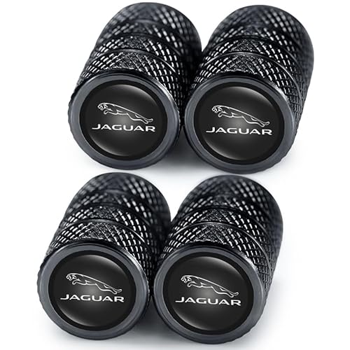 4pcs Auto Ventilkappen Legiertes Ventilkappen für Jaguar XE XEL XF XFL XJ F-PACE F-Type, Stylische & Staubdichte Reifenventil-Kappen für Auto,Zubehör für Autoreifen, Schwarz von NEEBAO