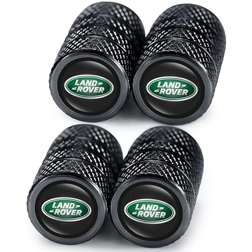 4pcs Auto Ventilkappen Legiertes Ventilkappen für Land Rover Discovery Range Rover Sport Defender, Stylische & Staubdichte Reifenventil-Kappen für Auto,Zubehör für Autoreifen, Schwarz von NEEBAO