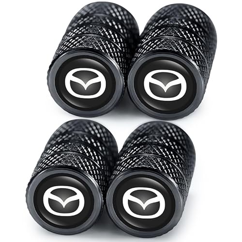 4pcs Auto Ventilkappen Legiertes Ventilkappen für Mazda M2 M3 M5 M6 MX5 RX7 RX8 A8 CX9 MX6 R3 CX-5 CX-7 CX-8, Stylische & Staubdichte Reifenventil-Kappen für Auto,Zubehör für Autoreifen, Schwarz von NEEBAO