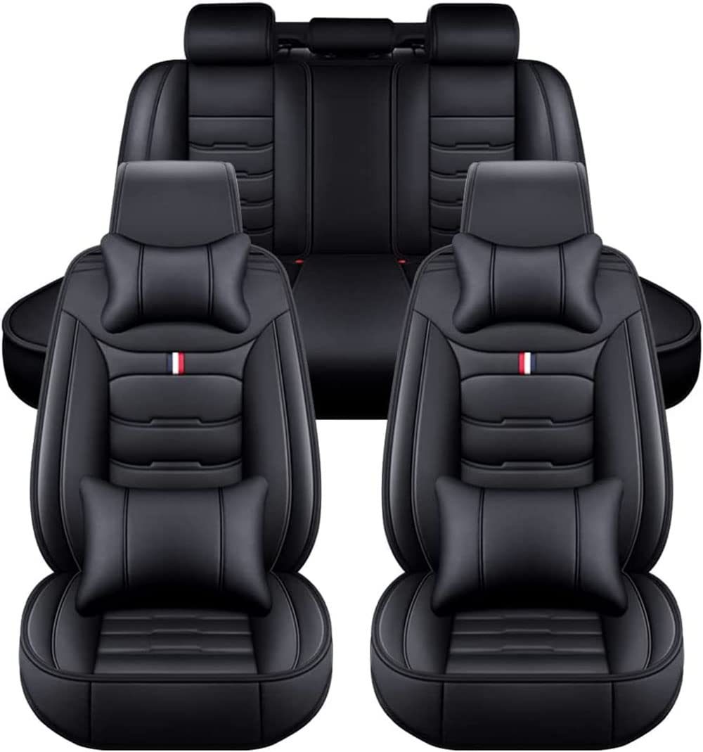 NEEDBUY Auto Sitzbezüge für BMW 5er E60 Sloon 5.Gen 2003-2010 5-Sitze PU Leder Vorne und Hinten Autositzbezüge Zubehör,Black-Luxurious_Set von NEEDBUY