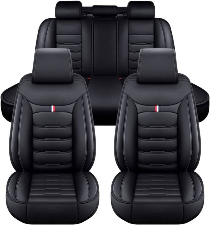 NEEDBUY Auto Sitzbezüge für BMW 5er E60 Sloon 5.Gen 2003-2010 5-Sitze PU Leder Vorne und Hinten Autositzbezüge Zubehör,Black-Standard_Set von NEEDBUY