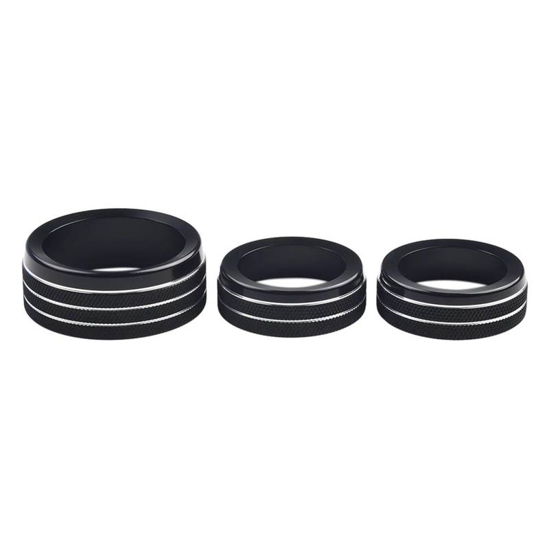 NEGRO 3-teilige Knopfringabdeckung, passend for Jeep, Grand, passend for Cherokee, 2014-2021 Lautstärkereglerringabdeckung aus schwarzem Aluminium for Klimalautstärkeregler Armaturenbrett-Knopf-Akzent von NEGRO