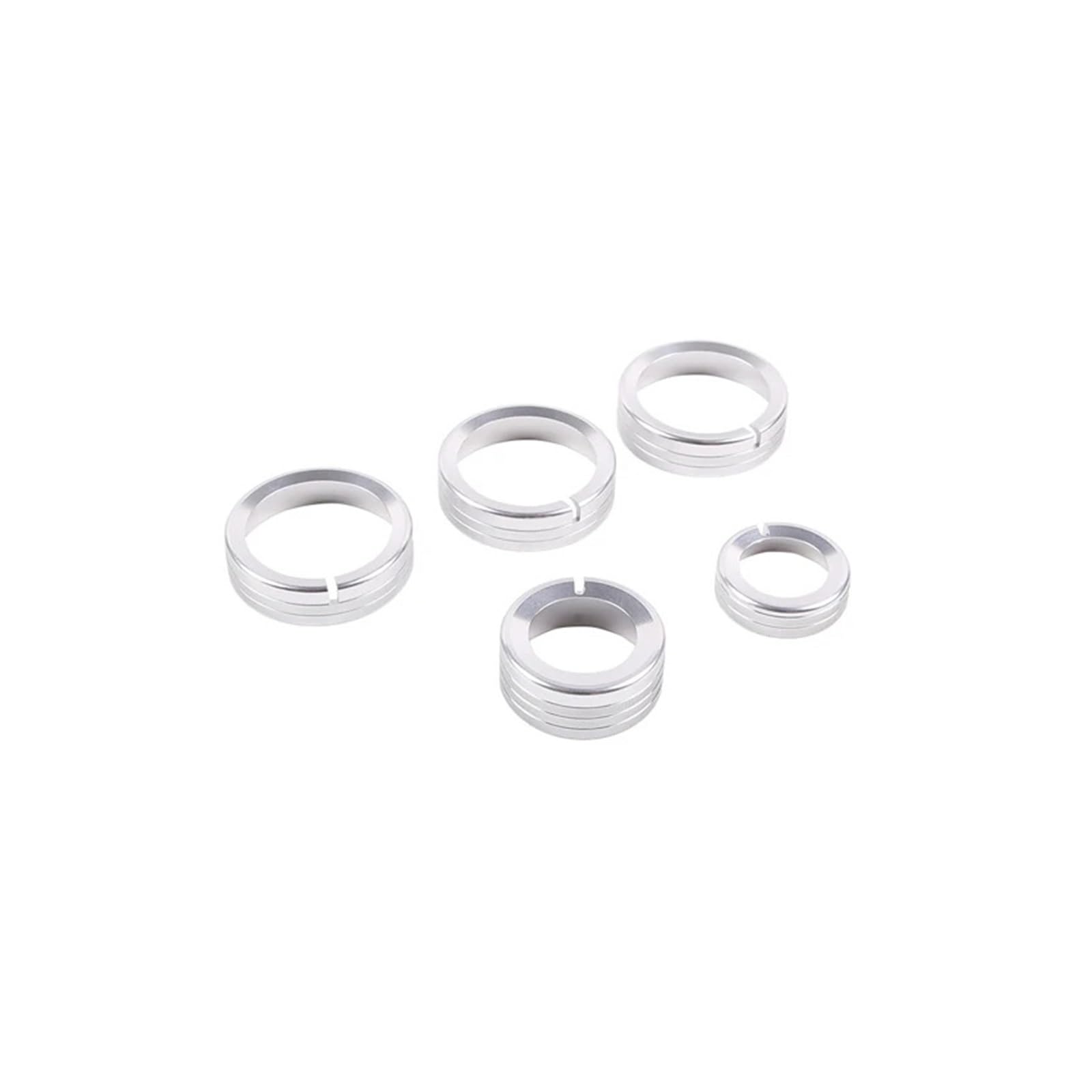NEGRO 5-teiliger Knopfabdeckungsring, passend for Hummer, H3 2005-2009, Autozubehör, Auto-Mittelkonsolenschalter, Knopfverkleidung, Klimaanlagen-Steuergehäuse Armaturenbrett-Knopf-Akzent(Silver) von NEGRO