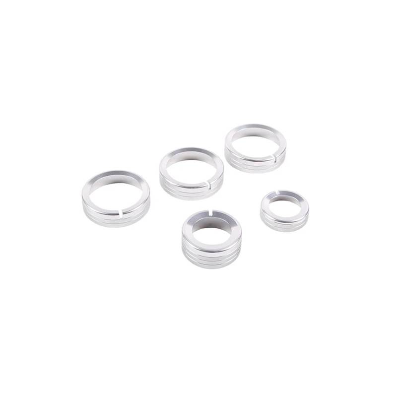 NEGRO 5-teiliger Knopfabdeckungsring, passend for Hummer, H3 2005-2009, Autozubehör, Auto-Mittelkonsolenschalter, Knopfverkleidung, Klimaanlagen-Steuergehäuse Armaturenbrett-Knopf-Akzent(Silver) von NEGRO