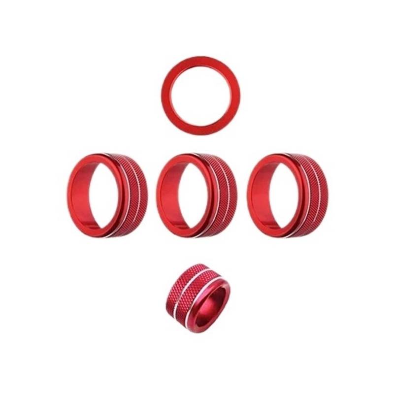 NEGRO Abdeckung for den Lautstärkeregler der Klimaanlage, passend for Civic, 11. 2022, Abdeckung des AC-Motorstartknopfschalters, Zierring, Zubehör Armaturenbrett-Knopf-Akzent(Red) von NEGRO