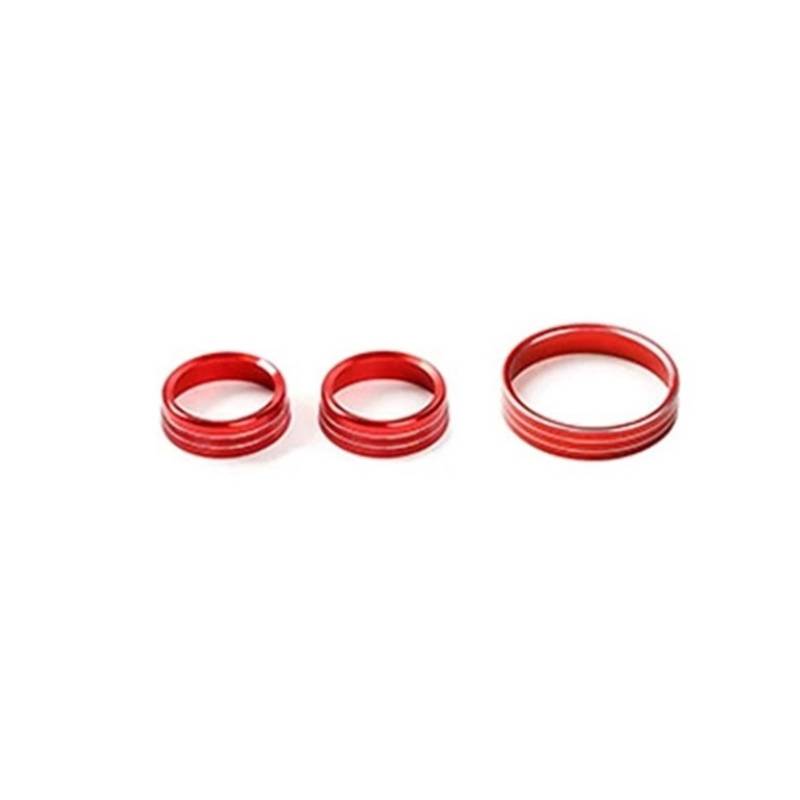 NEGRO Abdeckung for den Lautstärkeregler des Scheinwerfers, passend for Ford, Mustang 2015–2021, Zierring aus Aluminiumlegierung, Innendekor-Zubehör Armaturenbrett-Knopf-Akzent(Red) von NEGRO