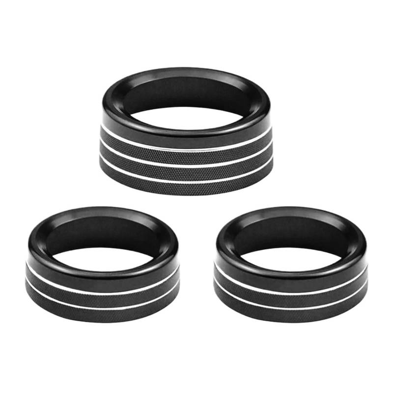 NEGRO Knopfringabdeckung, passend for Dodge, Challenger 2015-2020 Zubehör Ladegerät Dekorative Abdeckung Klimaanlage Lautstärke Radioknopfschalter Armaturenbrett-Knopf-Akzent(Black) von NEGRO