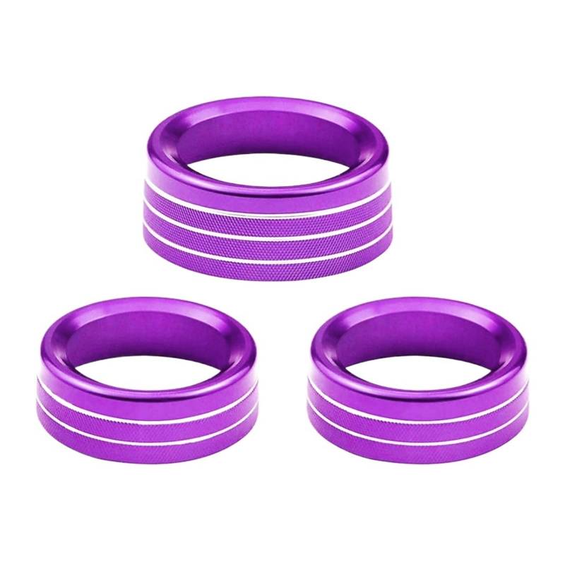 NEGRO Knopfringabdeckung, passend for Dodge, Challenger 2015-2020 Zubehör Ladegerät Dekorative Abdeckung Klimaanlage Lautstärke Radioknopfschalter Armaturenbrett-Knopf-Akzent(PURPLE) von NEGRO