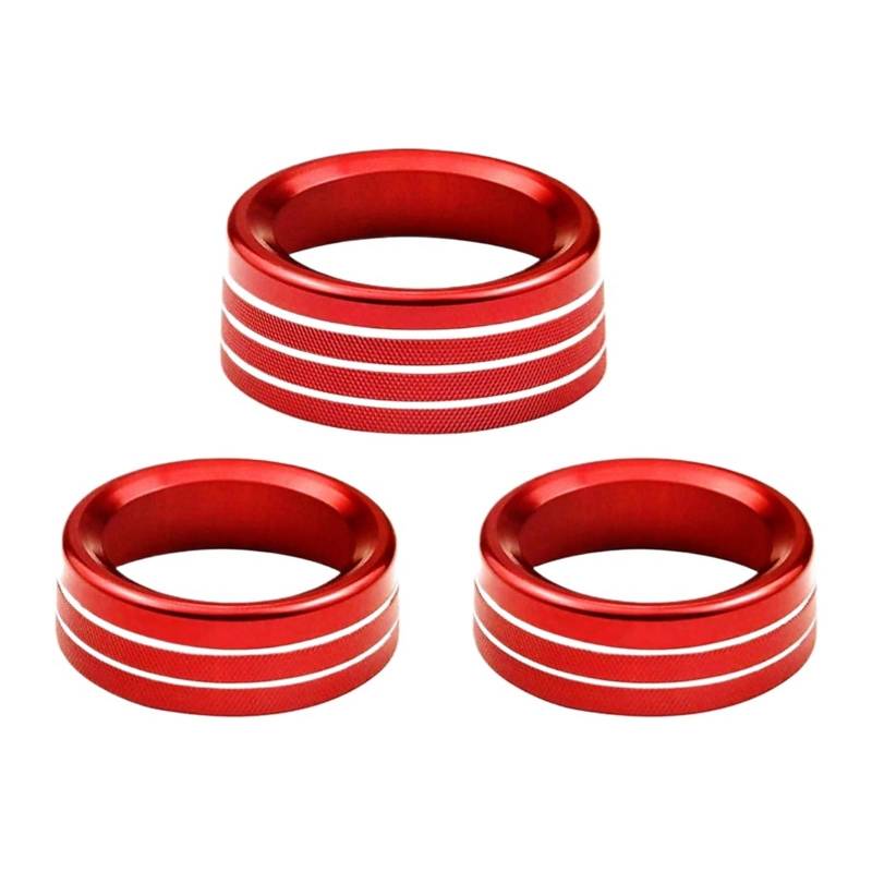 NEGRO Knopfringabdeckung, passend for Dodge, Challenger 2015-2020 Zubehör Ladegerät Dekorative Abdeckung Klimaanlage Lautstärke Radioknopfschalter Armaturenbrett-Knopf-Akzent(Red) von NEGRO