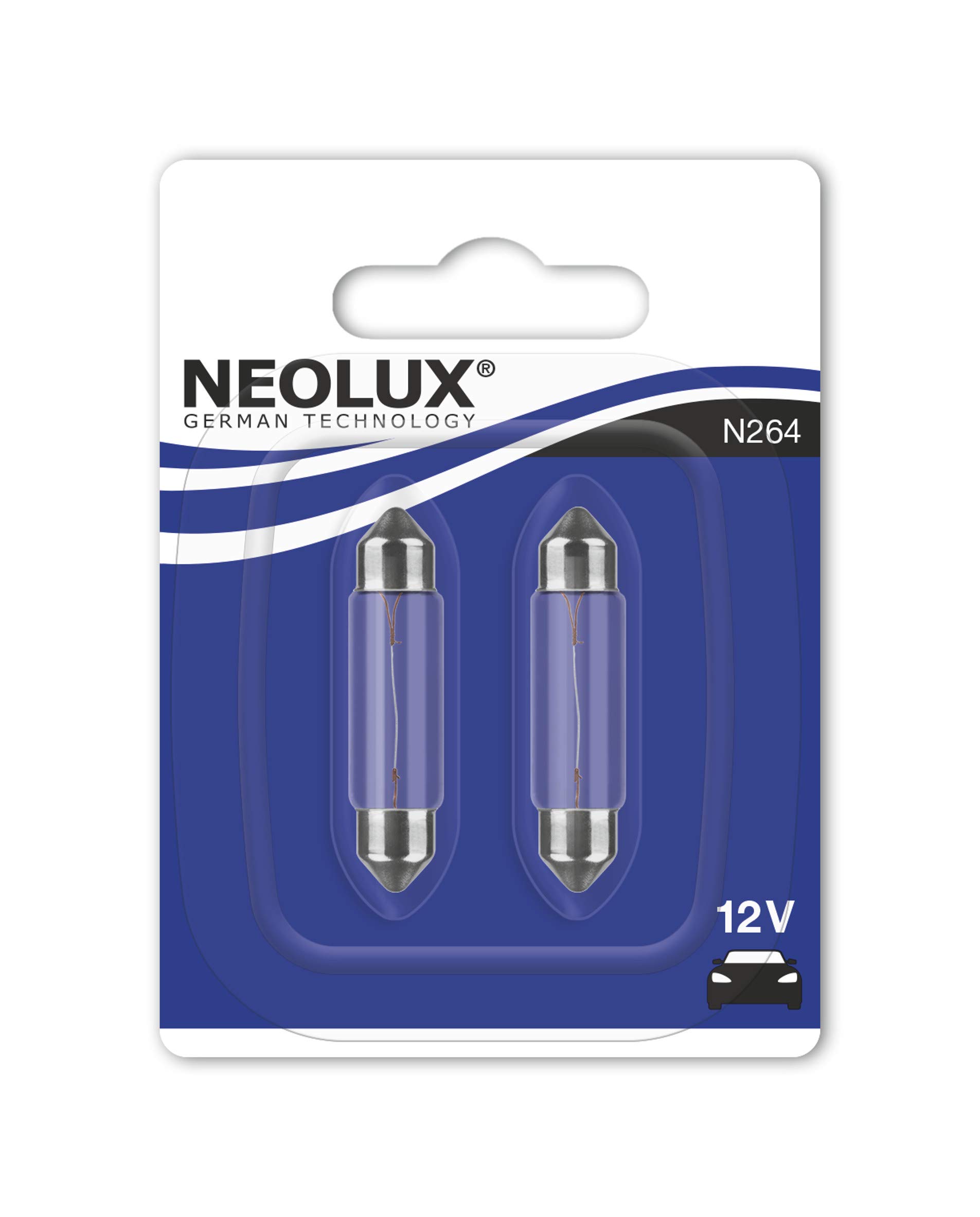 Neolux N264 Soffitten Leuchtmittel Standard C10W 10W 12V, 2 Stück von NEOLUX