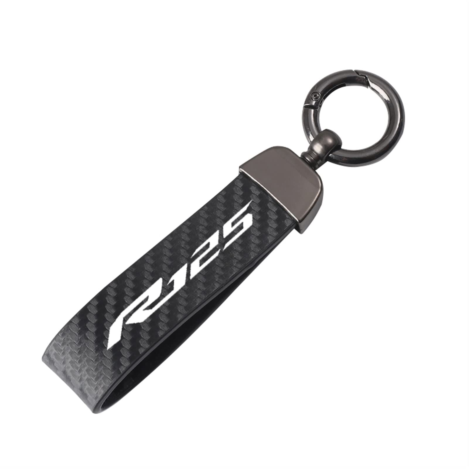 Motorrad Schlüsselanhänger Aus Kohlefaser Und Leder Für Yamaha YZF-R125 YZF R125 R 125 2008-2011 Zubehör (Farbe: Schwarz, Size: Normal) von NEOOX