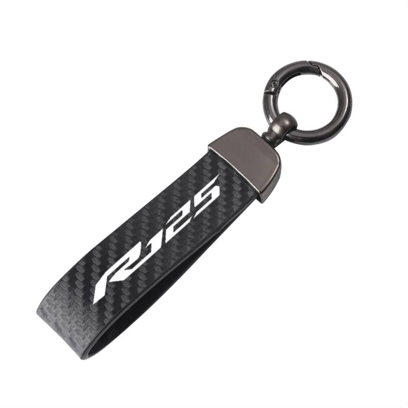 Motorrad Schlüsselanhänger Aus Kohlefaser Und Leder Für Yamaha YZF-R125 YZF R125 R 125 2008-2011 Zubehör (Farbe: Schwarz, Size: Normal) von NEOOX