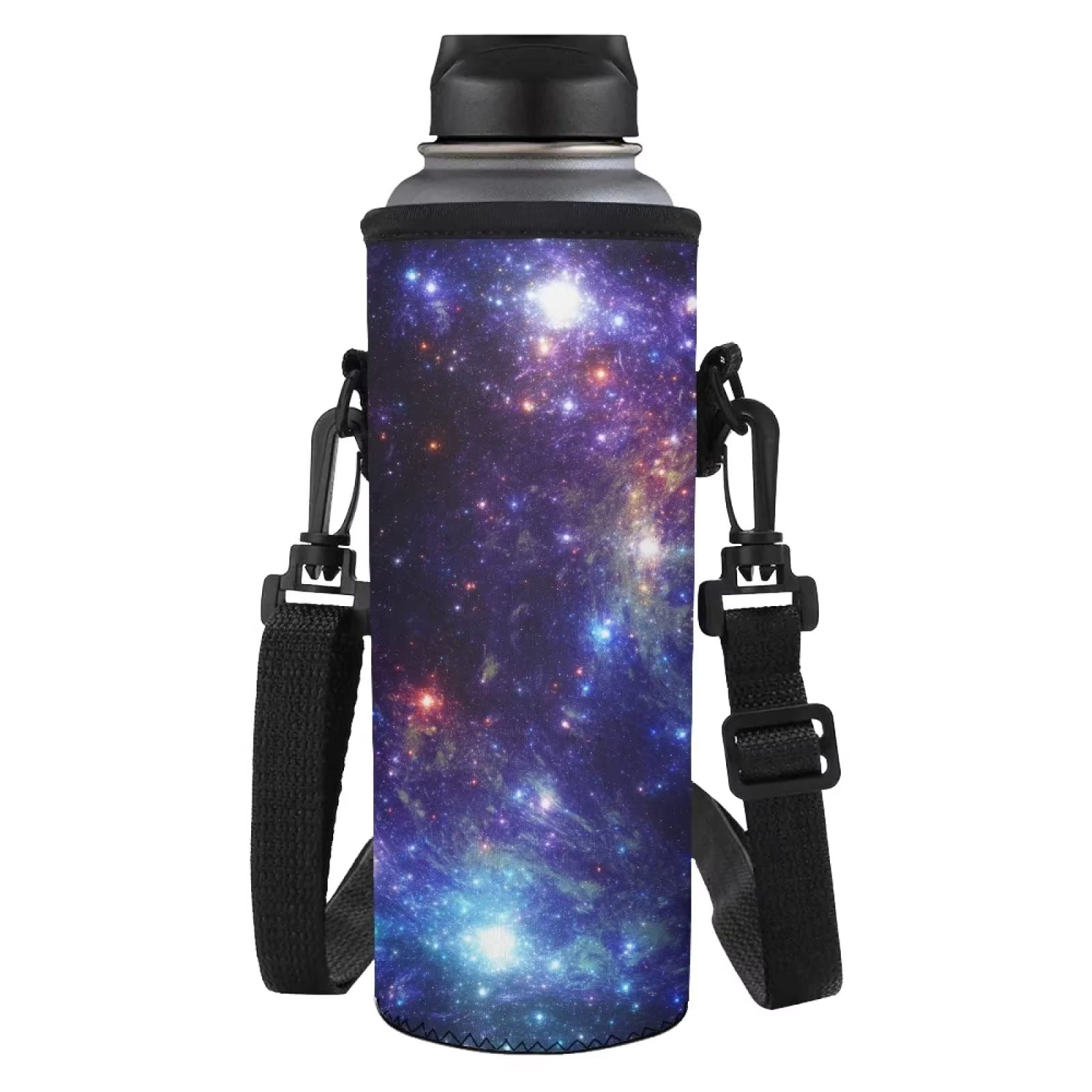 NETILGEN Neopren Isolierte Wasserflaschenhalter Schultergurt Flaschenhülle klein groß, Galaxy, Small(500- 750ML), Modern von NETILGEN