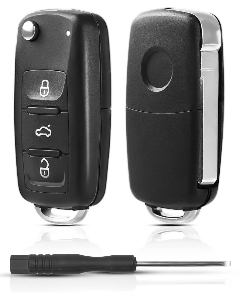 2 Stück Auto Schlüsselgehäuse kompatibel mit Volkswagen VW UP Golf MK6 Polo Tiguan Touareg Passat Seat Skoda Autoschlüssel 3-Tasten Messertyp Funkschlüssel Schlüssel Gehäuse Ersatzschlüssel von NETONDA