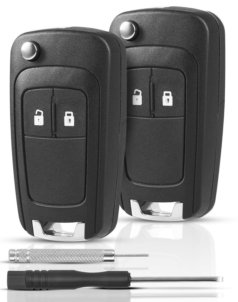 NETONDA 2 STK 2 Tasten Autoschlüssel für Opel/Vauxhall Astra J Insignia Schlüsselgehäuse für Adam Mokka Vectra Zafira Corsa Meriva Auto Ersatzschlüssel für Chevrolet Cruze Orlando Spark Aveo von NETONDA