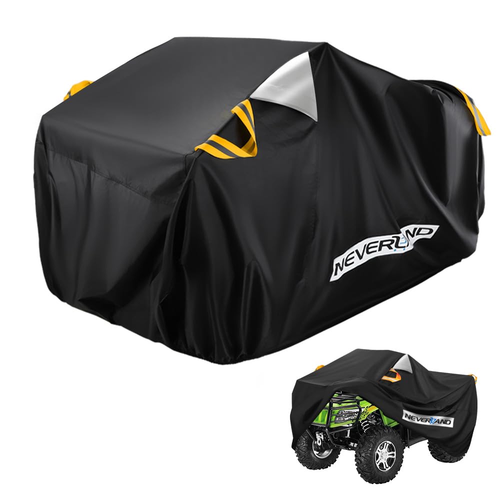 Abdeckplane für Quad Wasserdicht NEVERLAND Quad ATV Abdeckplane Fahrzeug Abdeckung ATV Schutz Cover 210D Oxford Stoff mit Reflektierende Streifen Winterfest Staub Regen UV-Schutz 256x110x120cm von NEVERLAND