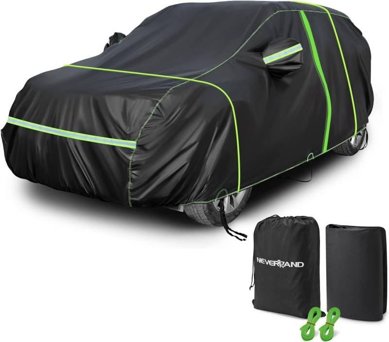 Autoabdeckung Vollgarage SUV - Auto Abdeckplane Abdeckplane für Winter Outdoor & Indoor - wasserdichte Autogarage PEVA Reißverschluss und Reflexionsstreifen - Autoabdeckung 0utdoor L 485*190*180 CM von NEVERLAND