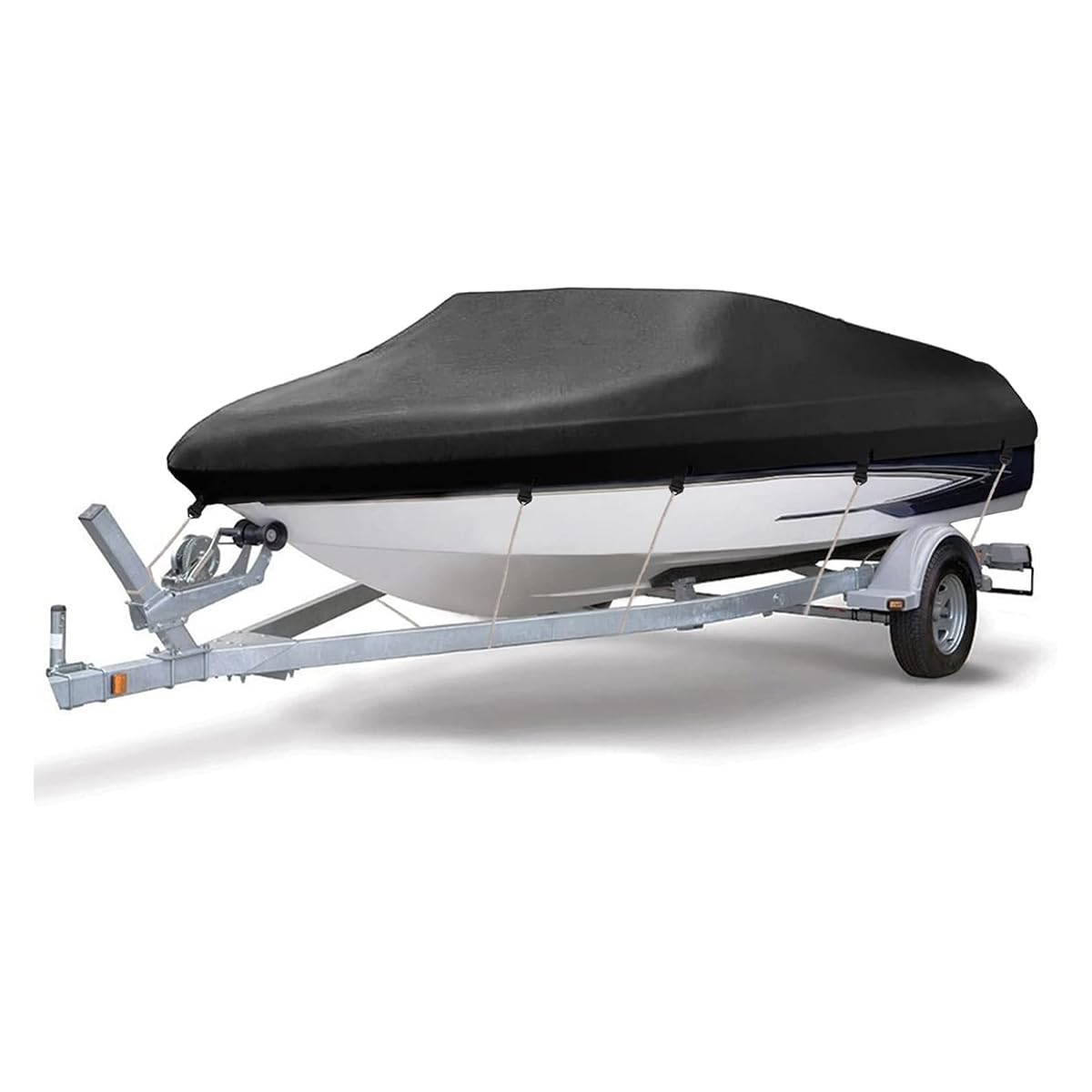 NEVERLAND Bootsplane Abdeckplanen Boote - Bootspersenning 4000PA 420D Oxford Abdeckplanen Für Boote Bootspersenning Boot Persenning Bootspersenning Schutz Cover Schwarz V-Rumpf Boat Cover 17ft-19ft von NEVERLAND