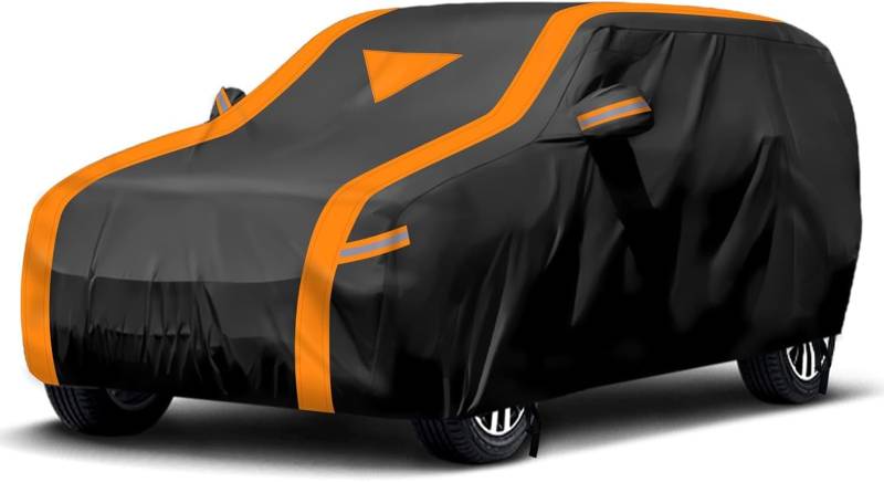 NEVERLAND Auto Abdeckplane SUV - Autoabdeckung Winter Outdoor, Autoplane Wasserdicht Frontscheibe Auto Sonnenschutz AutoGarage mit Reflexionsdesign, Autogarage Car Cover XL 510 * 200 * 180cm von NEVERLAND