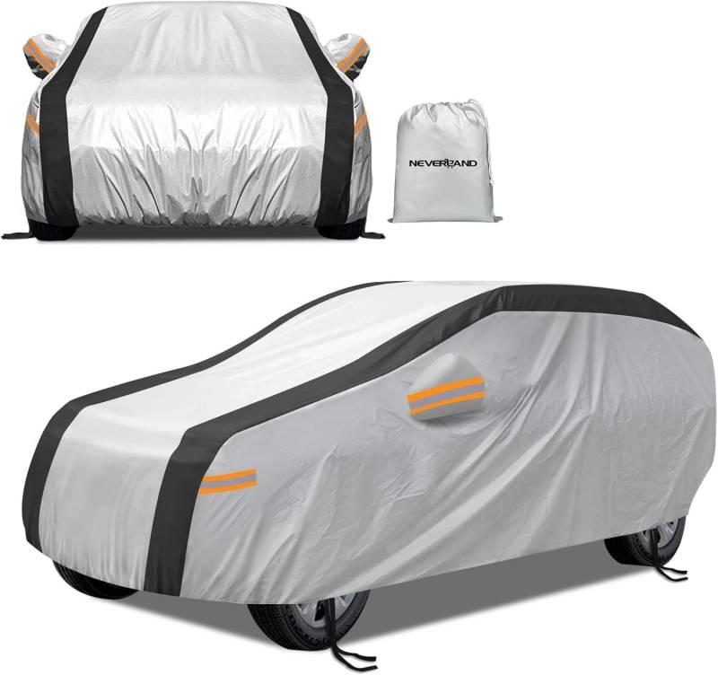 NEVERLAND Autoabdeckung Auto Abdeckplane SUV - Abdeckung Auto Winter Car Cover Autoplanen & Garagen Autogarage Schutzhülle Reflexionsdesign 210D Oxford M 455x185x170CM von NEVERLAND