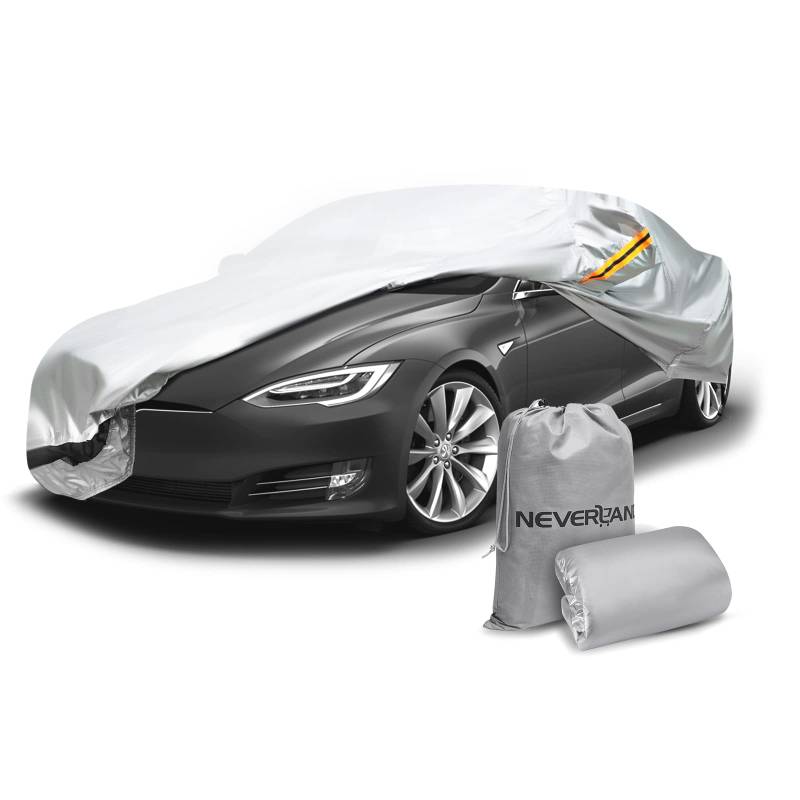 NEVERLAND für Tesla Model 3 Autoabdeckung Wasserdicht Allwetterschutz 2017-2022 Tesla M3 Outdoor Vollgarage Schwerlast mit belüftetem Netz-Ladeanschluss Schnee Winter von NEVERLAND