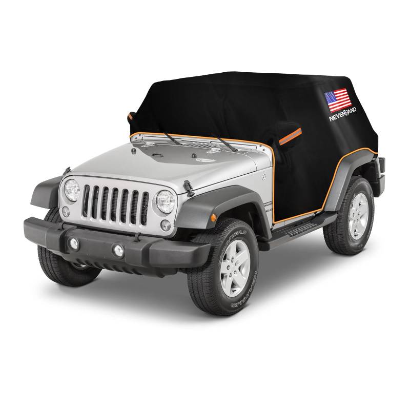 Wrangler Cab-Abdeckung für Jeep Wrangler JK JL CJ TJ 2-Türer, Baujahr 1987–2025, NEVERLAND halbe Autoabdeckung aus wasserdichtem Oxford-Stoff mit reflektierendem Streifen, sonnen- und schneeschützende von NEVERLAND