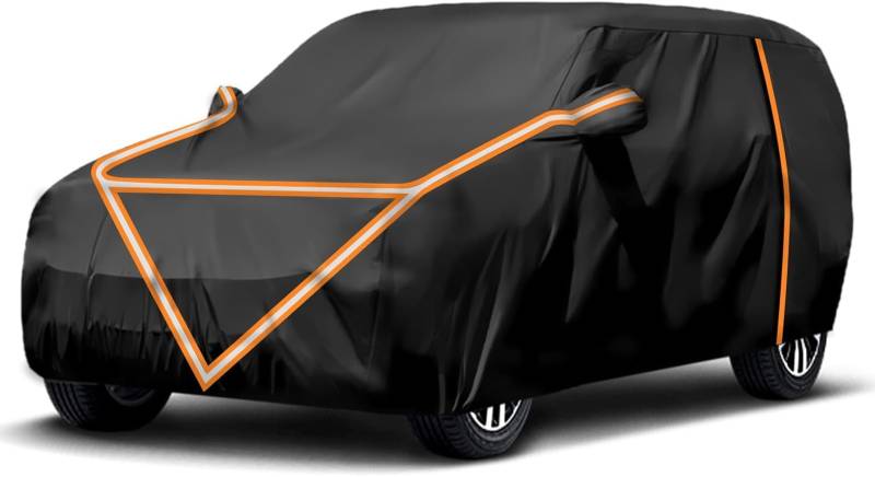 NEVERLAND XL Auto Abdeckplane SUV - Autoabdeckung Outdoor mit Türreißverschluss Autoplane AutoGarage mit Reflexionsdesign Car Cover Autoabdeckung Winter Auto Vollgarage Autohülle 510 * 200 * 180cm von NEVERLAND