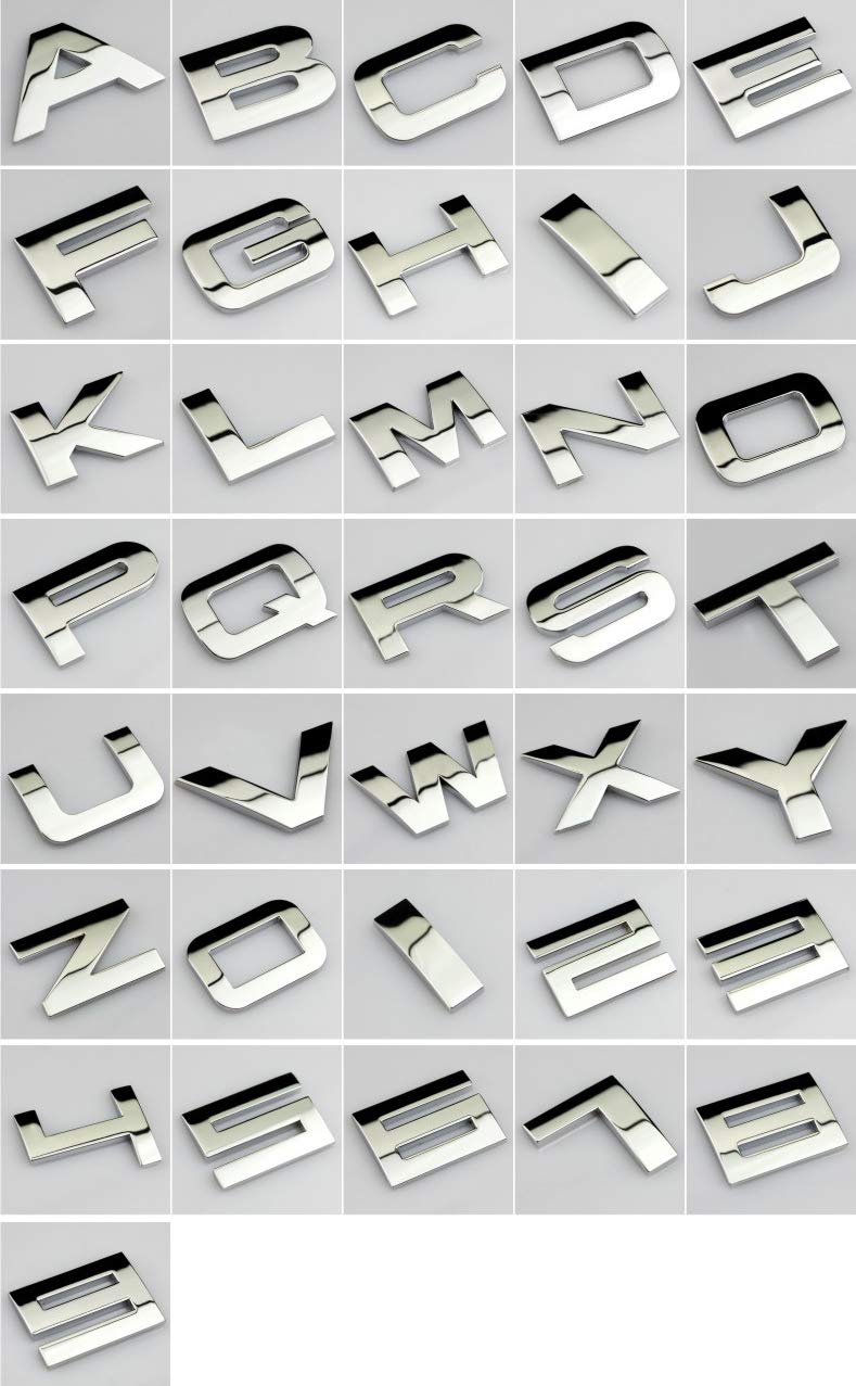 NEWLOPO 3D Metall Silber Selbstklebende Buchstaben Ziffern Zahlen Schilder Emblem Abzeichen Aufkleber (2) von NEWLOPO