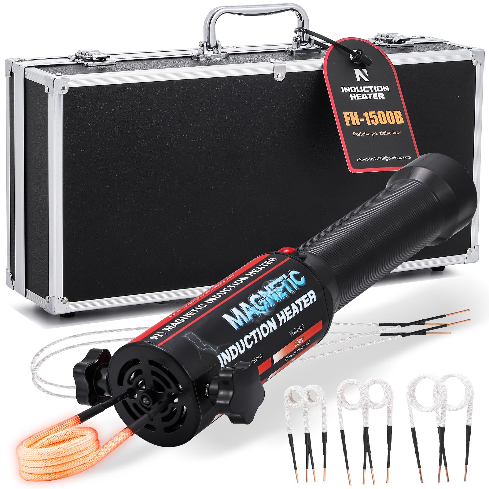 NEWTRY Magnetische Induktionsheizung, 1500W elektromagnetische induktionsheizgerät heizelemente mit magnetischer für rostige Muttern Entfernung mit 8 Spulen für Autoreparatur Garage Workshops, 220V von NEWTRY