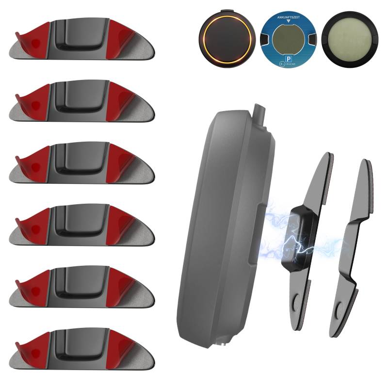 NEWZEROL 6 Stück Ersatz Metallplättchen Set Kompatibel für OOONO 2 / OOONO P-disc No 3/ OOONO Park NO2 / NO1, Stabiler, Fällt Nicht leicht ab,Doppelkleber für Elektronische Parkscheibe von NEWZEROL
