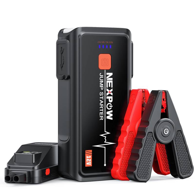 NEXPOW Starthilfe Powerbank, 3000A Spitzstrom Tragbare Auto Starthilfe 12V für Alle Benzin und 10.0L Dieselmotor, Starter Powerbank mit LED Taschenlampe/USB, Batterie Jump Starter mit Starthilfekabel von NEXPOW